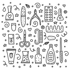 Set of doodles for nail salon.