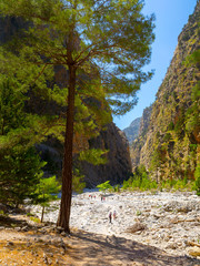 Passage of famous Samaria Gorge, Crete, Greece