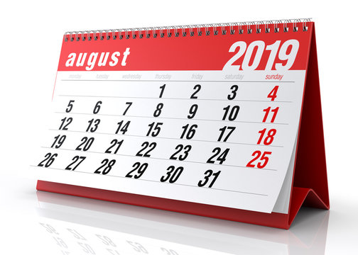 August 2019 Calendar.