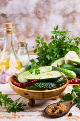 Traditional cucumber in marinade