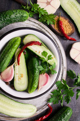 Traditional cucumber in marinade