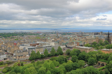 View of the New Town and the Firth Of Forth in Edinburgh, Scotland