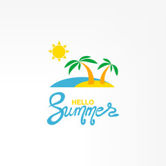 Palm tree on island summer logo template vector