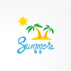 Fototapeta na wymiar Palm tree on island summer logo template vector