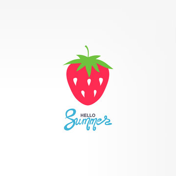 Red Strawberry icon vector. Natural food. Logo illustration.