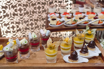 catering dessert line in wedding ceremony