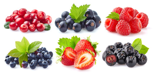Collection of fresh berries on white background