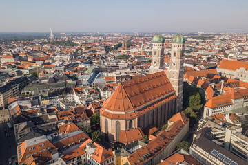 Aerial view of Frauenkirche in Munich, Germany