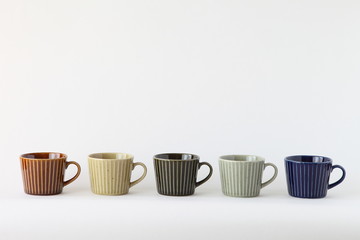 Japanese Colorful Pottery - Cups (Brown, Ocher, Khaki, Gray, Navy)