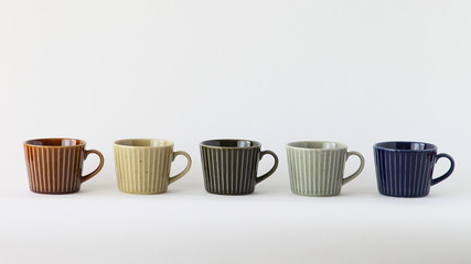 Japanese Colorful Pottery - Cups (Brown, Ocher, Khaki, Gray, Navy)
