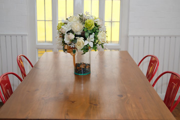 table & chair set in cozy dining room interior