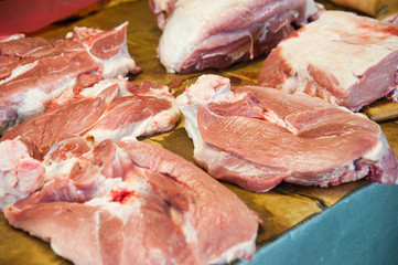 Meat at a butcher shop