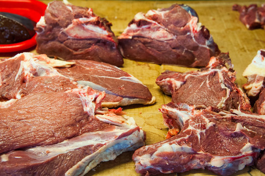 Meat at a butcher shop