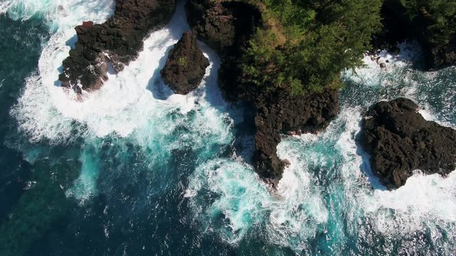 Aerial Drone View Reunion Island Basaltic Arch in "Bois Blanc"