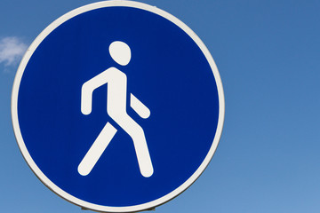 Road sign walking area