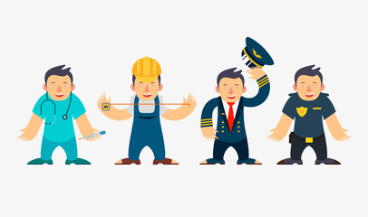 A group of people of different professions on a white background. Vector illustration in a flat style