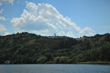 observation tower above orlik and kamyk - obrazy, fototapety, plakaty