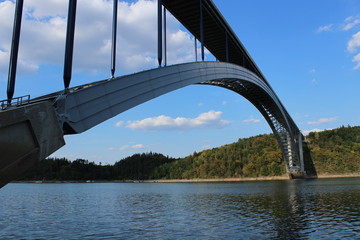 Zdakovsky bridge in Orlik dam in south bohemia - obrazy, fototapety, plakaty