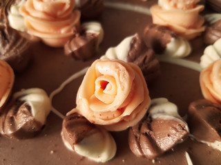 cream rose on cake