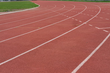 lane number & running racetrack, backstretch in outdoor sports stadium arena