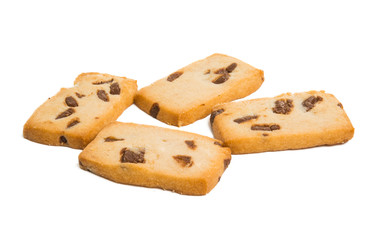 biscuits with chocolate drops isolated