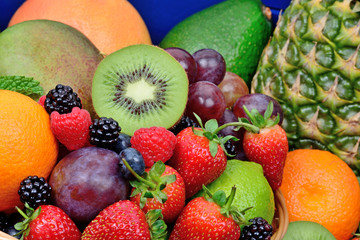 Assorted fruits colorful background
