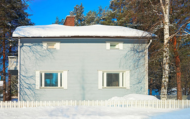 House in Snow winter at Christmas in Finland of Lapland