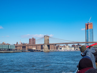 Brooklyn Bridge from Cruiser at Manhattan, New York City