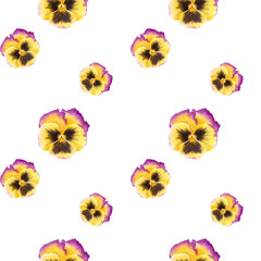 Watercolor pansy flowers seamless pattern