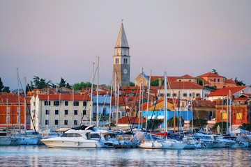 Fototapeta na wymiar Evening at Port Adriatic Sea in Izola village Slovenia