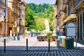 Naklejka premium Cankarjeva cesta street at historical center of Ljubljana