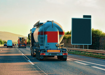 Tanker storage truck on highway Czech republic