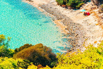Chia Beach in Mediterranean Sea in South Sardinia in Italy