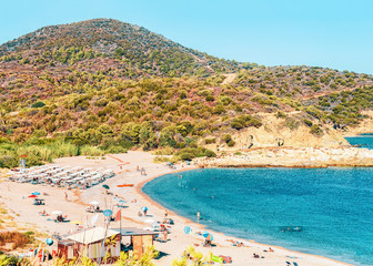 Chia Beach in Mediterranean Sea of South Sardinia in Italy