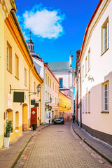 Street and Dominican Church of Holy spirit in Vilnius