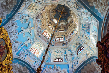 Fototapeta na wymiar Interior of Russian Church at Dubrovitsy Moscow Russia