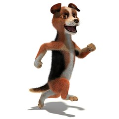 The dog runs like a man