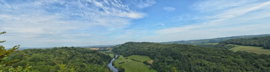 Fototapeta na wymiar The Wye River Valley as seen from Symonds Yat in Wales, United Kingdom, in early Summer.