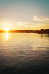 Fototapeta premium Sunset at Marina in Adriatic Sea Pula Croatia sunset