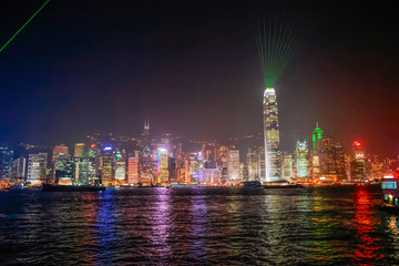 Obraz premium Hong Kong harbor and night skyline