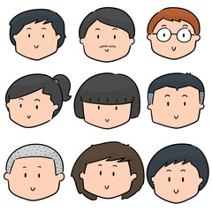 vector set of cartoon face