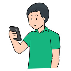 vector of man using smartphone