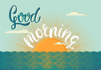 Fototapeta na wymiar Good morning hand lettering illustration. 