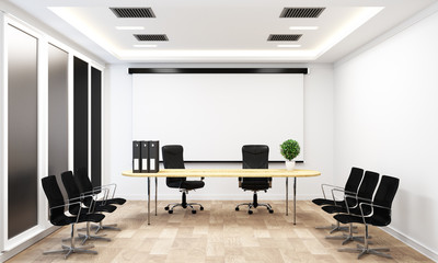 Office business - beautiful boardroom meeting room and conference table, modern style. 3D rendering