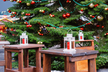 Street Lanterns in Christmas Market Kaiser Wilhelm Memorial Church Berlin