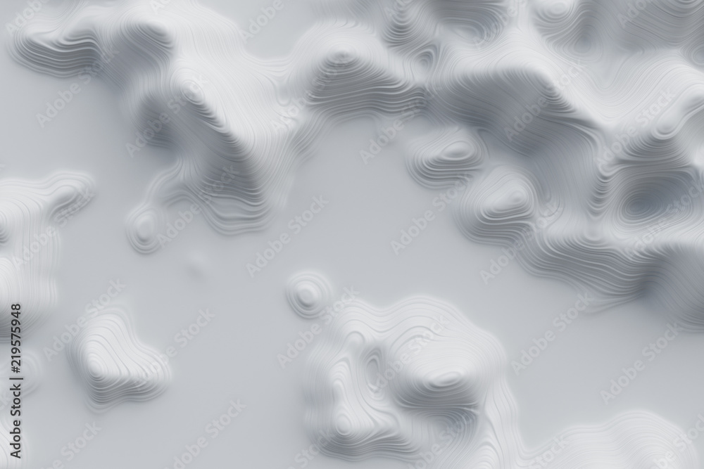 Wall mural 3d topographic map background concept. topo contour map. 3d rendering abstract illustration. valleys