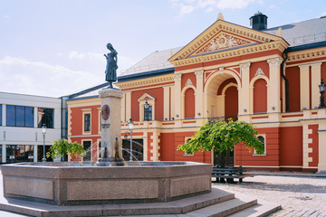 Drama theatre at Old town of Klaipeda in Lithuania - obrazy, fototapety, plakaty