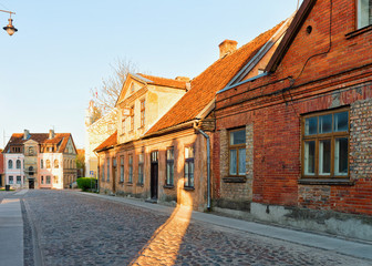 Street architecture in Kuldiga in Kurzeme in Western Latvia