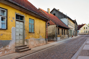Street architecture at Kuldiga in Kurzeme in Western Latvia