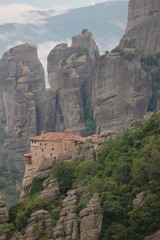 Fototapeta na wymiar View to the Monastery of Roussanou and surrounding cliffs, Meteora, Thessaly, Greece